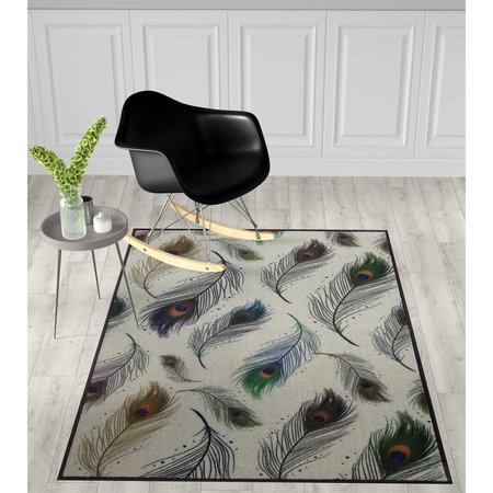 Deerlux Modern Animal Print Living Room Area Rug with Nonslip Backing, Peacock Pattern, 5 x 7 Ft Medium QI003762.M
